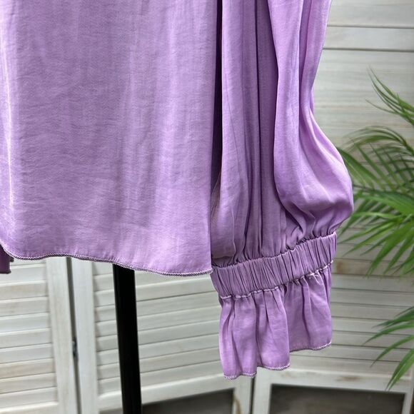 TCEC Lavender Poet Sleeve Blouse Top Large - Picture 9 of 11